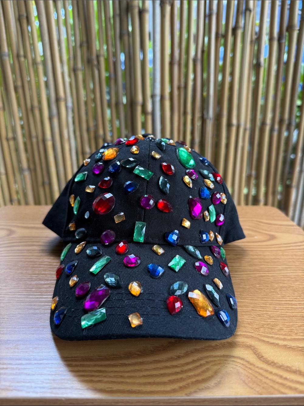 Black Gemstone Embellished Baseball Cap